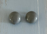 Fabulous Vintage Clip On Earrings Gray Plastic Button Style Signed W Germany
