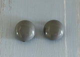 Fabulous Vintage Clip On Earrings Gray Plastic Button Style Signed W Germany
