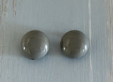 Fabulous Vintage Clip On Earrings Gray Plastic Button Style Signed W Germany