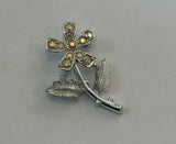 Pretty Vintage Brooch Sarah Coventry Silver Tone Flower w AB Rhinestones Floral