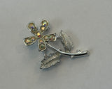 Pretty Vintage Brooch Sarah Coventry Silver Tone Flower w AB Rhinestones Floral