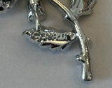 Pretty Vintage Brooch Sarah Coventry Silver Tone Flower w AB Rhinestones Floral