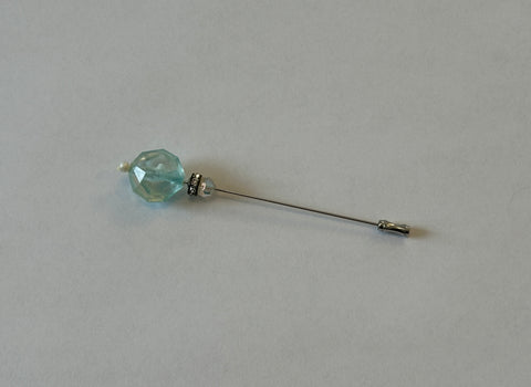 Beautiful Vintage Hat Pin Stickpin Silver Tone Rhinestones & Faceted Beads