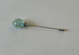 Beautiful Vintage Hat Pin Stickpin Silver Tone Rhinestones & Faceted Beads