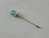 Beautiful Vintage Hat Pin Stickpin Silver Tone Rhinestones & Faceted Beads