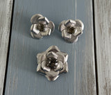 Vintage Jewelry Set Silver Tone w Gray Sparkly Rhinestones Brooch Clip On Earrings