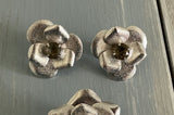 Vintage Jewelry Set Silver Tone w Gray Sparkly Rhinestones Brooch Clip On Earrings