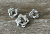 Vintage Jewelry Set Silver Tone w Gray Sparkly Rhinestones Brooch Clip On Earrings