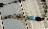 Lia Sophia Longer Length Chain Necklace w Assorted Chunky Beads