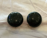 Crown TRIFARI Awesome Vintage Button Style Clip On Earrings Green w Metallic Flecks