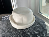 Sears Fashion Millinery Awesome Vintage 60"s Hat Off White Faux Leather