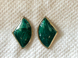 Check Out These Funky Vintage Retro Pierced Earrings w Green Enamel