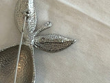 Really Fantastic Emmons Vintage Pear Brooch Brushed Silver Tone Metal