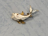 Beautiful Vintage Brooch!  A Splashing Enamel Koi Fish