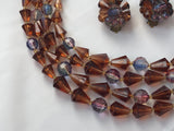 Stunning Germany Set Cluster Clip On Earrings & Multi Strand Beaded Necklace