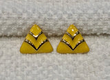 Awesomely Mod Vintage Enamel Pierced Earrings in Sunny Yellow