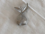 Really Fantastic Emmons Vintage Pear Brooch Brushed Silver Tone Metal