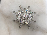 Dazzling Rhinestone Vintage Brooch Gorgeous Layered Winter Snowflake