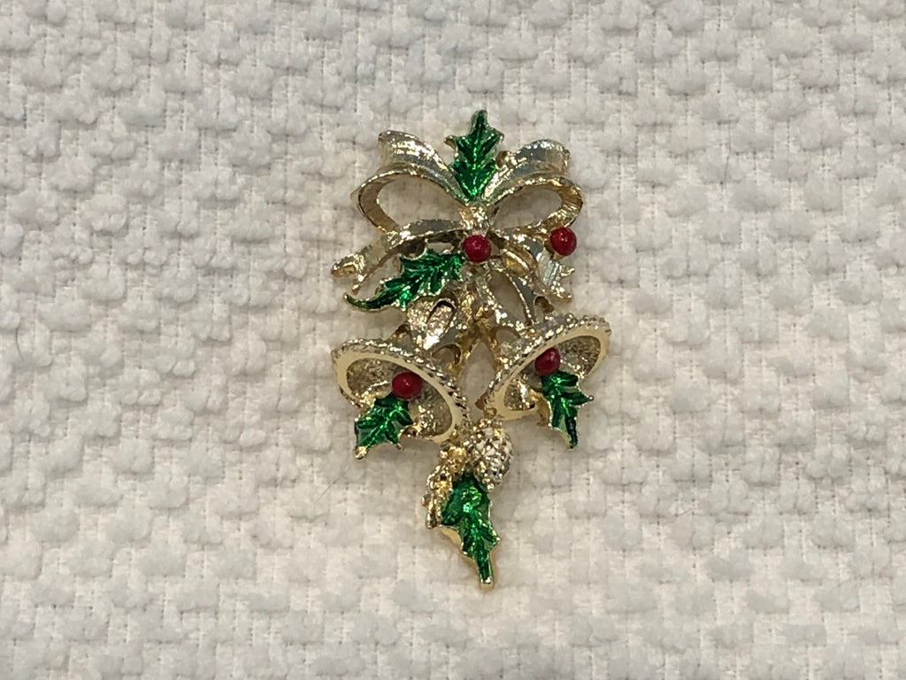 HAPPY HOLIDAY!  Gerrys Beautiful Enamel Vintage Christmas Bells Brooch