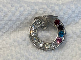 Stunning Vintage Van Dell Sterling Silver Wreath Brooch w Sparkly Rhinestones