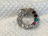 Stunning Vintage Van Dell Sterling Silver Wreath Brooch w Sparkly Rhinestones