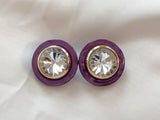 These Are Amazing! Vintage Pierced Earrings Buttons w Rivoli Rhinestones