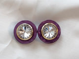 These Are Amazing! Vintage Pierced Earrings Buttons w Rivoli Rhinestones