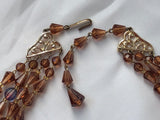 Stunning Germany Set Cluster Clip On Earrings & Multi Strand Beaded Necklace
