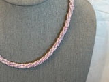 Fantastic Vintage Beaded Necklace Twisted Multi Strand of Pearled Purple Beads