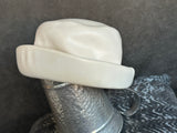 Sears Fashion Millinery Awesome Vintage 60"s Hat Off White Faux Leather
