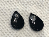 Awesome Vintage Pierced Earrings Teal w Swirled Blue & Gold Enamels