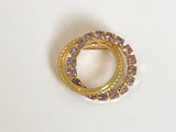 Incredible Vintage Brooch Intertwined Circles w Purple Sparkly Rhinestones