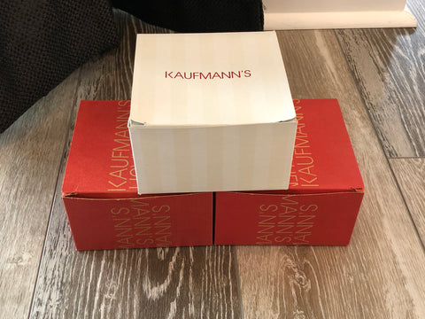 3 Vintage Kaufmann's Department Store Gift Boxes 2 Red 1 White 5 x 5 x 3