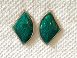 Check Out These Funky Vintage Retro Pierced Earrings w Green Enamel