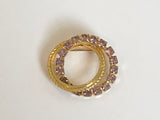 Incredible Vintage Brooch Intertwined Circles w Purple Sparkly Rhinestones