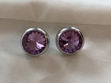 Awesome Vintage Purple Rivoli Rhinestone Pierced Earrings