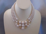 Amazing Vintage Multi Strand Necklace Signed Japan White & AB Beads