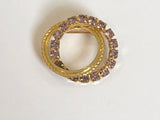 Incredible Vintage Brooch Intertwined Circles w Purple Sparkly Rhinestones