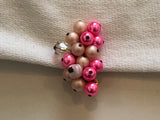 So Fantastic Signed Japan Vintage Pink Bead Cluster Clip On Earrings