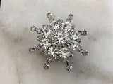 Dazzling Rhinestone Vintage Brooch Gorgeous Layered Winter Snowflake