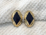 Fantastic Vintage Clip On Earrings Gold Tone w Purple Enamel