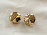 FABulous Vintage Pierced Earrings Faceted Gold Tone Metal Pointed Domes