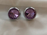 Awesome Vintage Purple Rivoli Rhinestone Pierced Earrings