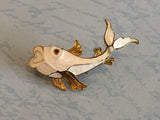 Beautiful Vintage Brooch!  A Splashing Enamel Koi Fish