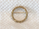 Designer Signed Monet Beautiful Circle Brooch Rope Look Design Gold Tone