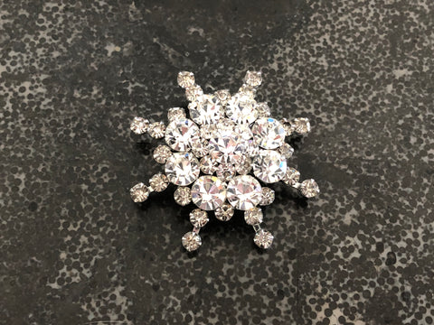 Dazzling Rhinestone Vintage Brooch Gorgeous Layered Winter Snowflake