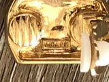 Fabulous Monet Vintage Clip On Earrings Gold Tone w Ivory Enamel