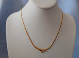 Magnificent Vintage Necklace Gold Tone Chain w White Stone & Red Rhinestones