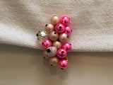 So Fantastic Signed Japan Vintage Pink Bead Cluster Clip On Earrings