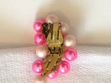 So Fantastic Signed Japan Vintage Pink Bead Cluster Clip On Earrings